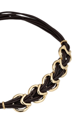 Collier multi tours - Cuir et plaqué or jaune