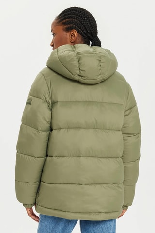 Gewatteerde Jas met Capuchon Box Logo - Kaki