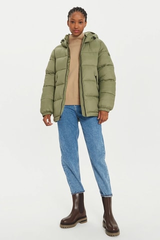 Gewatteerde Jas met Capuchon Box Logo - Kaki