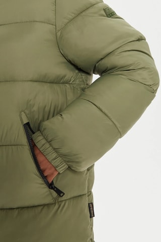 Gewatteerde Jas met Capuchon Box Logo - Kaki