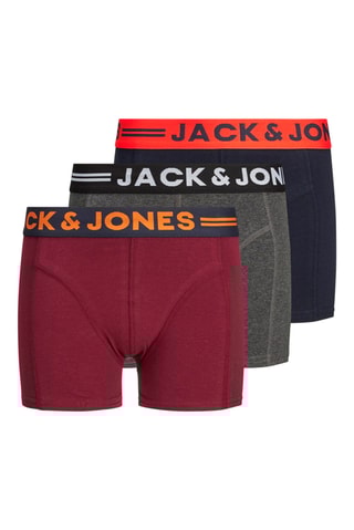 3 Boxers Bordeauxrood en Marineblauw - Jack & Jones Junior