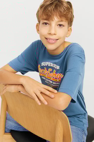 Biologisch Katoenen T-shirt - Kobaltblauw - Jack & Jones Junior