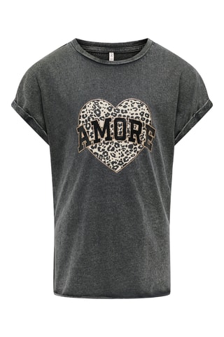 Biologisch Katoenen T-shirt - Gemêleerd Antraciet - Kids Only Girl