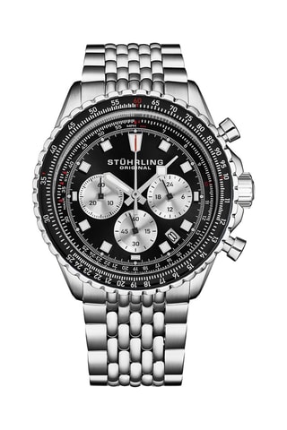 Stalen Quartz Horloge Chronograaf en tachymeter- Zilverkleurig en Zwart
