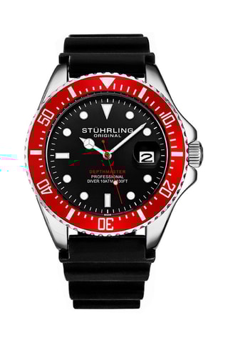 Siliconen Quartz Horloge Aquadiver Zwart en Zilverkleurig