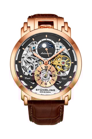 Automatisch Leren Horloge Legacy - GMT-functie - Bruin en Roségoudkleurig