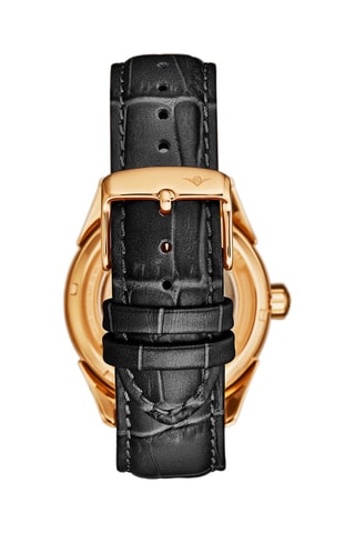 Leren Automatisch Horloge - - Zwart en Roségoudkleurig