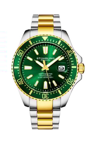 Stalen Quartz Horloge Aquadiver Zilverkleurig en Goudkleurig