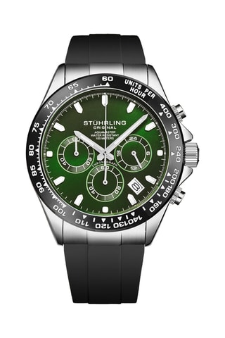 Rubberen Quartz Horloge Chronograaf en tachymeter- Zwart en Groen