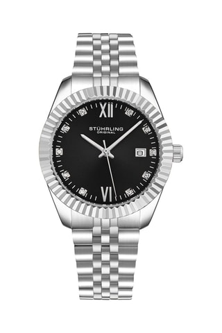 Stalen Quartz Horloge Zilverkleurig en Zwart