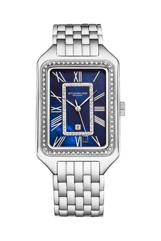 Stalen Quartz Horloge - Zilverkleurig en Blauw