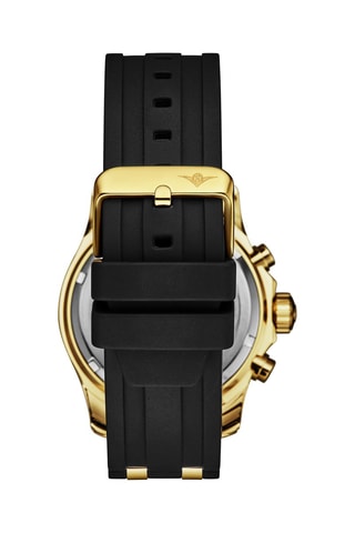 Rubberen Quartz Horloge - Tachymeter - Zwart en Goudkleurig