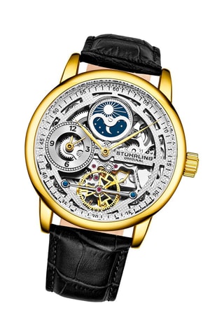 Leren Automatisch Horloge Zwart en Goudkleurig