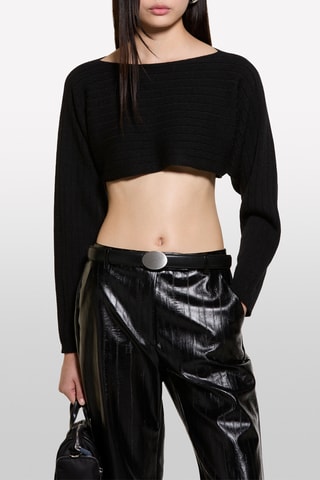 Crop top de lã - Preto