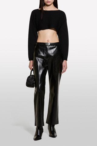 Crop top de lã - Preto