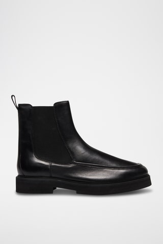Botins Chelsea em couro - Preto