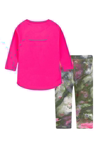 T-shirt et legging tie and dye - Nike - Blanc, vert et rose