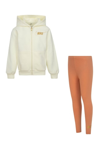 Sweat à capuche et legging - Nike - Blanc et marron
