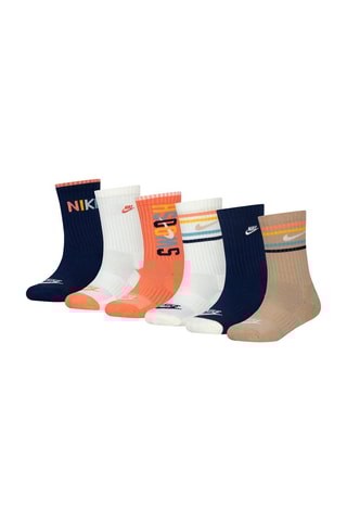 6 paires de chaussettes - Nike - Blanc, bleu et orange