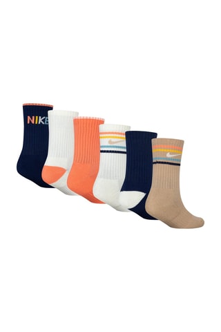 6 paires de chaussettes - Nike - Blanc, bleu et orange