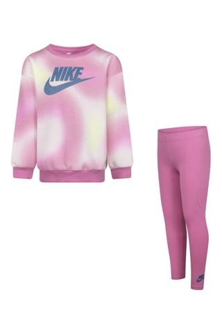 Sweat tie and dye et legging Crew - Nike - Blanc, jaune et rose