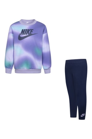 Sweat tie and dye et legging Crew - Nike - Blanc, vert et violet