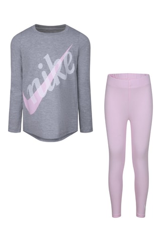 T-shirt et legging - Nike - Blanc, rose et gris