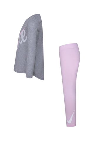 T-shirt et legging - Nike - Blanc, rose et gris