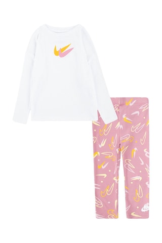 T-shirt et legging - Nike - Blanc, jaune et rose