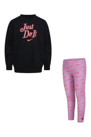 Sweat et legging Crew - Nike - Noir et rose
