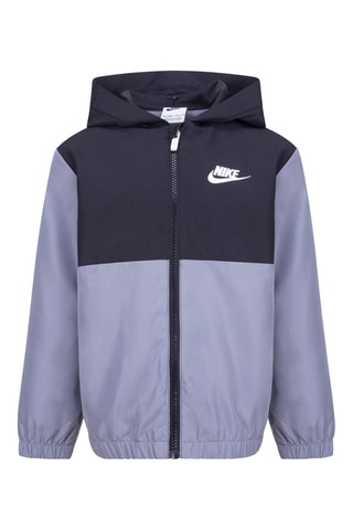 Coupe-vent à capuche - Nike - Blanc, noir et gris