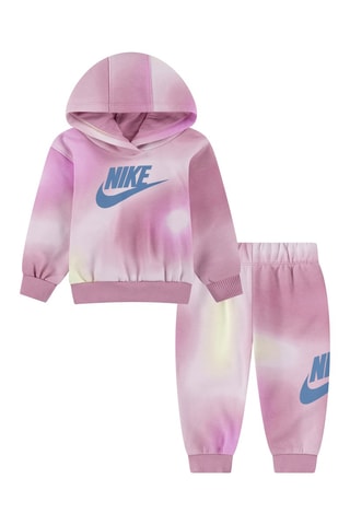 Sweat à capuche et pantalon tie and dye - Nike - Rose