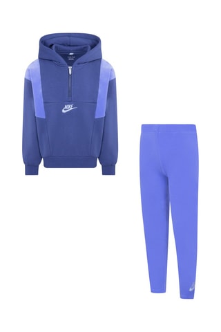 Sweat à capuche et legging polaire - Nike - Blanc et bleu