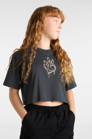 T-shirt cropped Fire In Your Heart - Gris foncé