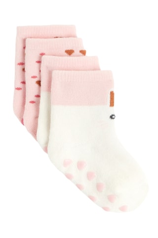 2 paires de chaussettes - Rose et blanc - Obaibi