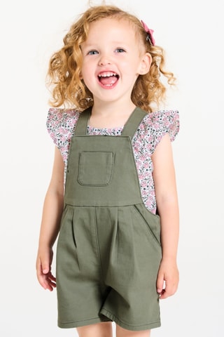 Salopette et t-shirt - Vert et rose - Obaibi