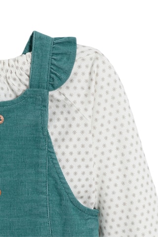 Salopette en velours et t-shirt - Blanc et vert foncé - Obaïbi