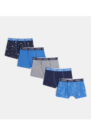 5 boxers - Bleu et gris chiné - Okaïdi