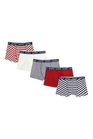 5 boxers - Blanc, bordeaux et gris chiné - Okaïdi