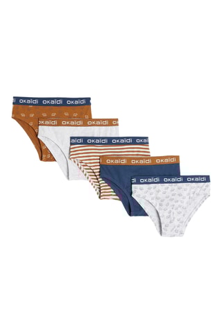 5 slips - Camel, blanc et bleu marine - Okaïdi