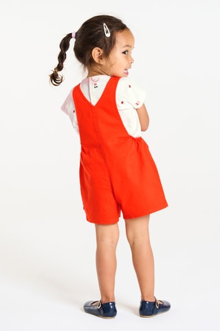 T-shirt e jardineiras - Vermelho e branco - Obaïbi