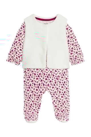 Dors-bien en velours et gilet sans manches - Rose et blanc - Obaïbi