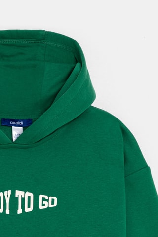 Sweat com capuz - Verde-esmeralda - Okaïdi