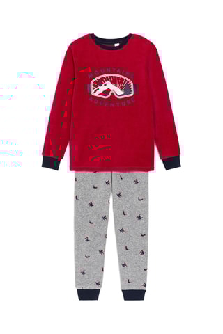 Pyjama - Gris clair chiné et rouge - Okaïdi
