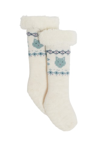 Meias antiderrapantes - Azul-celeste e branco - Obaïbi
