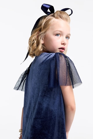 Vestido em veludo - Azul-marinho - Okaïdi