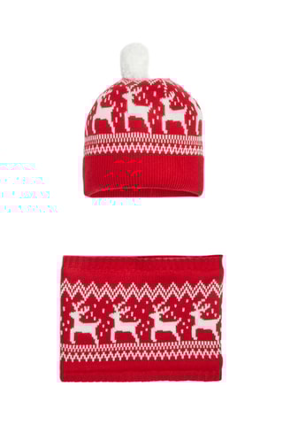 Bonnet à pompon et snood - Rouge - Okaïdi