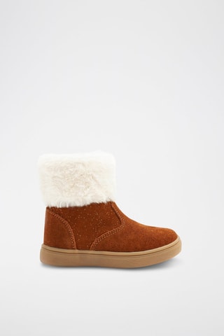Bottines fourrées en nubuck Camel - Obaïbi