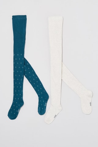 2 collants Azul-petróleo e cru mesclado
