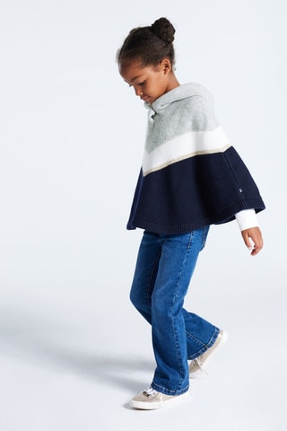 Poncho com capuz - Azul-marinho e cinzento-claro mesclado - Okaïdi